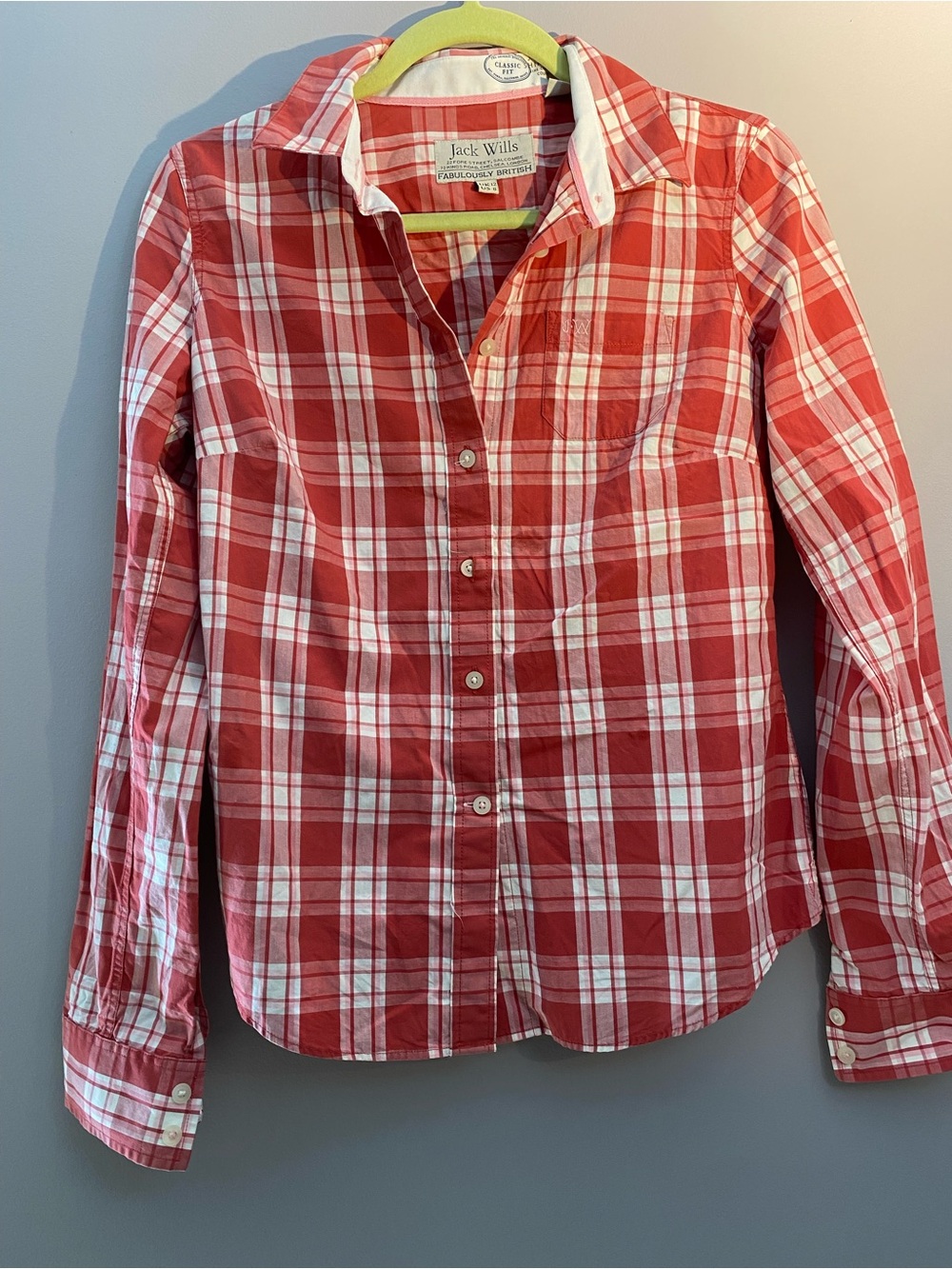 Jack Wills Red and White Plaid Button-Down Shirt